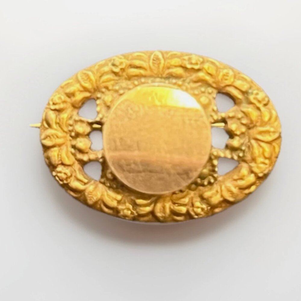 Antique Victorian 10k Gold Filled Floral Wreath Brooch Pin Ornate